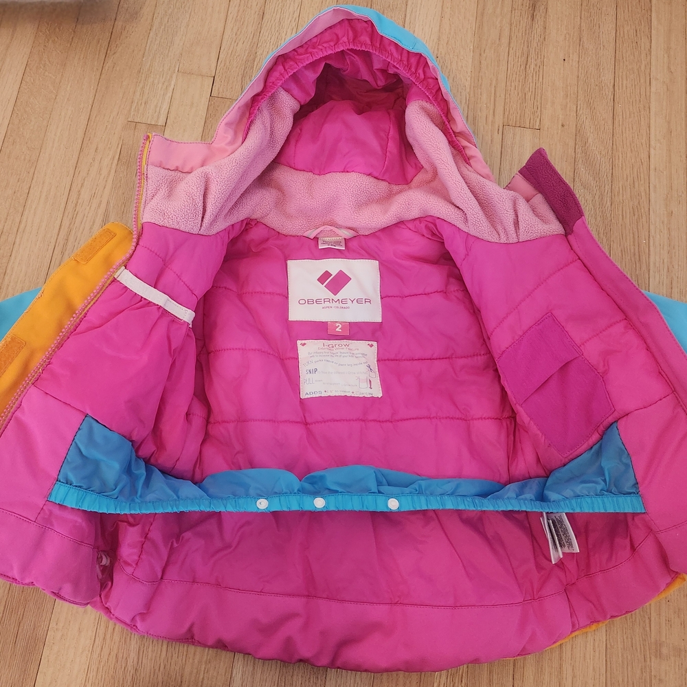 Obermeyer Kids Puffer Jacket - Blue, Yellow, Pink, Purple - Picture 2 of 5